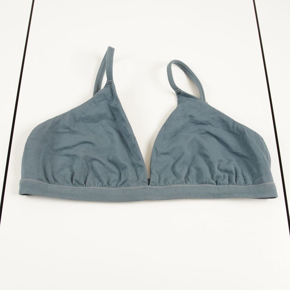 Skims Soft Cotton Jersey Blue Triangle Bralette Womens Sz L